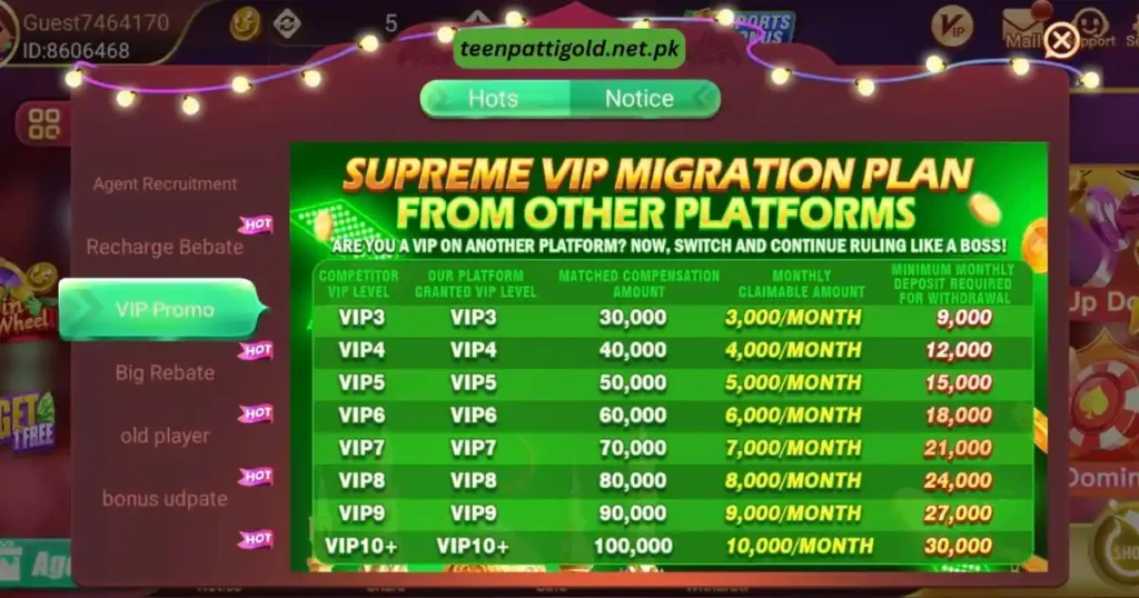 Teen Patti Gold APK Pakistan v1.656 Free Download for Android 3 Supreme VIP Migration Plan